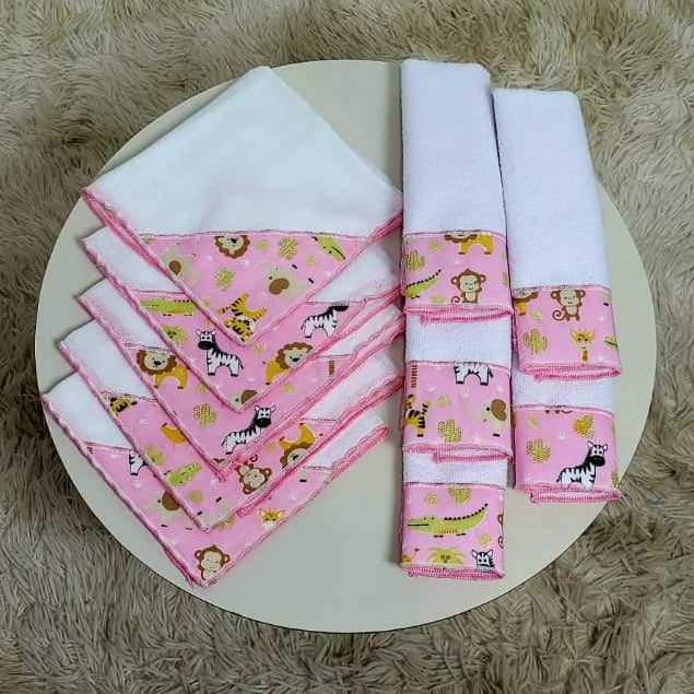 Kit Ombro E Fralda Em Algodão Acabamento Ponto Overlocado Lindas Estampas Kit Com 10 Unidades
