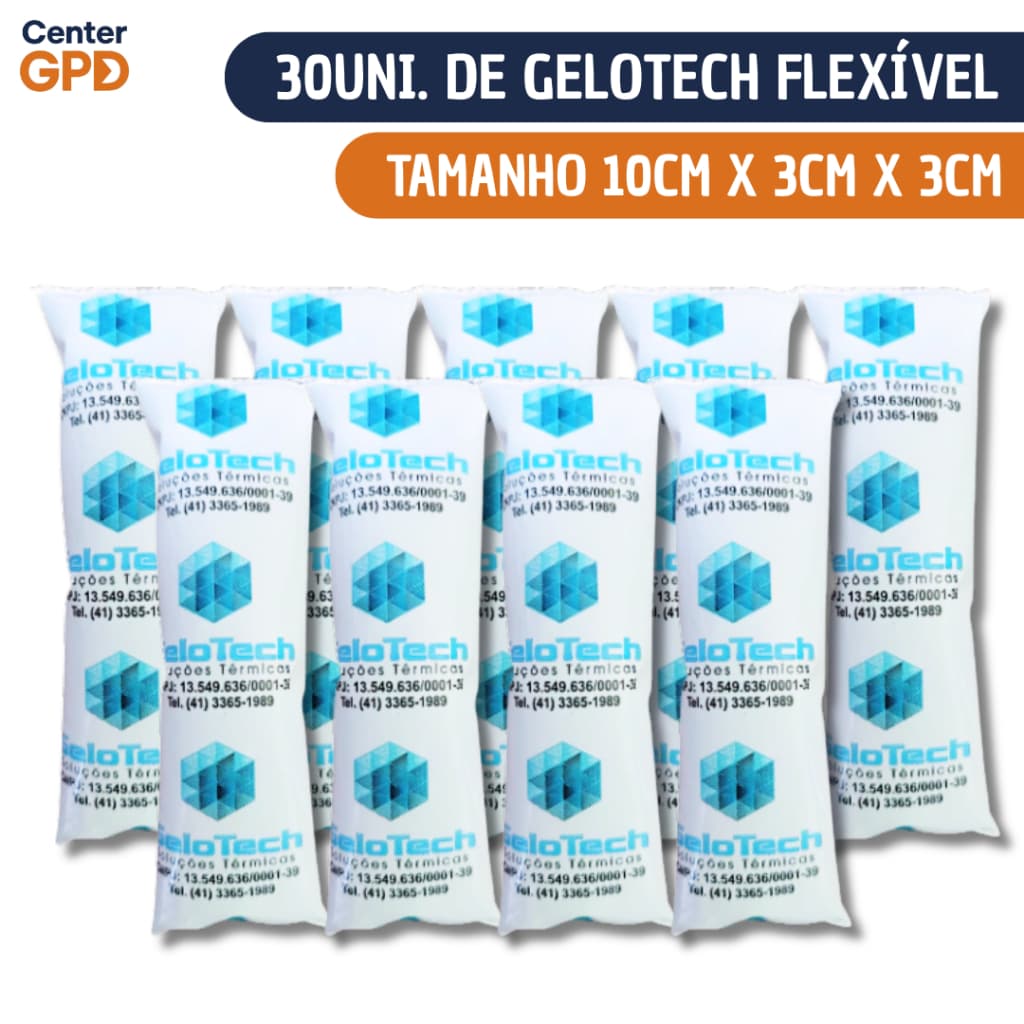 KIT 30Uni. GeloTech Flexível | Tam. 10cm X 3cm x 3cm | Conservação e Preservação de Alimentos