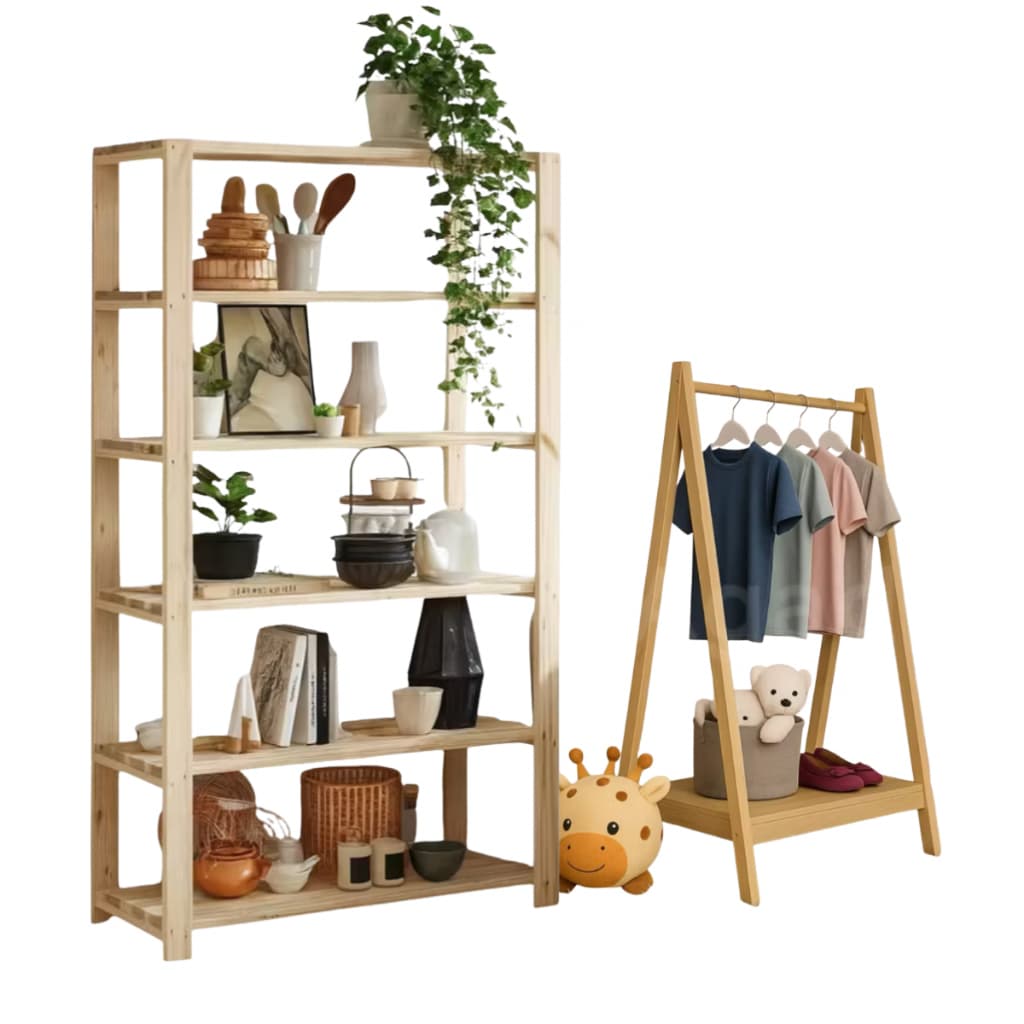 Kit Arara Infantil + Aparador 6 Prateleiras | Combo Econômico Pinus