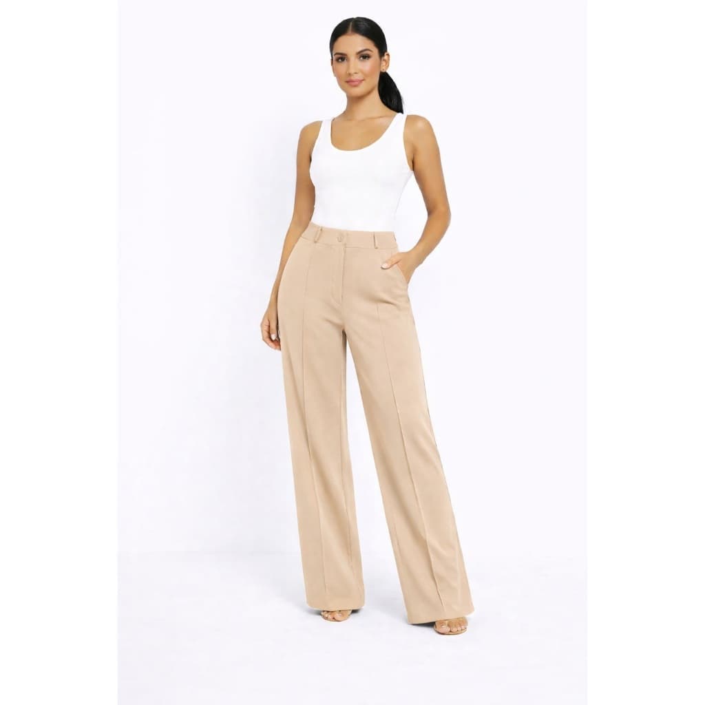 Calça Longa Pantalona Duna Feminina Com Bolso Lateral Casual Delicada Estilosa