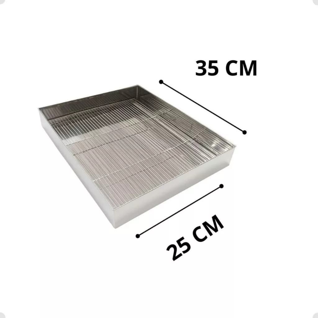 Bandeja Escorredora de Fritura 35x25 Inox com Grade