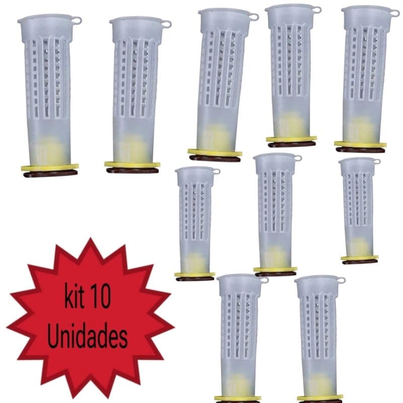 kit 10 Gaiola para Criar Abelha Rainha em Tubo  proteção de Realeira Apicultura abelhas