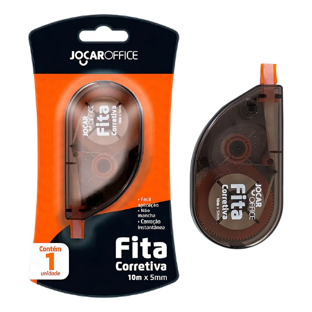 Corretivo em Fita 10mx5mm Braco Leo&Leo Jocar Office Alta Pigmentação, Cobertura Branca Uniforme, Secagem Rápid