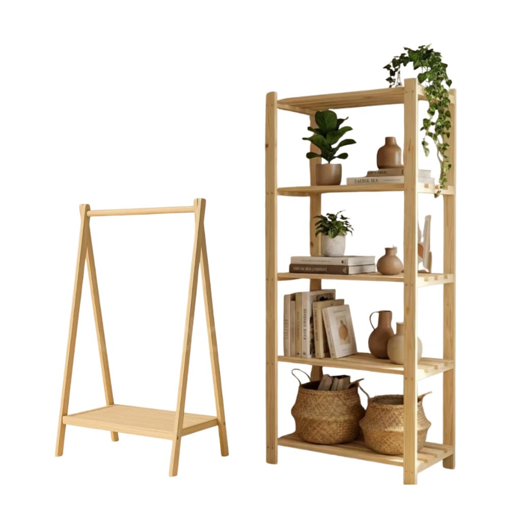 Kit Infantil Madeira Pinus | Arara Montessoriana + Estante Decorativa