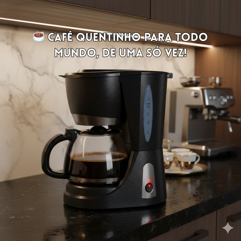 Cafeteira Grande Capacidade 30 Xicaras Preta Compacta Eletrica Programavel