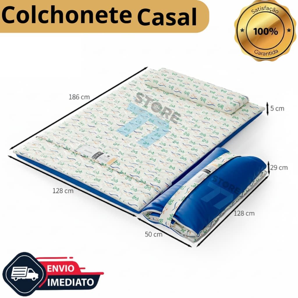 Colchonete Solteiro 5x186x66 casal 5x128x186 impermeável D20 dobrável camping portátil e leve