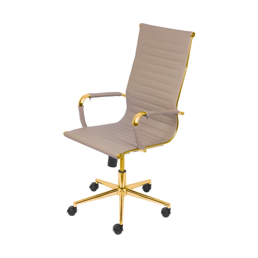 Cadeira De Escritório Giratoria Eames Fendi - Alta | Dourado