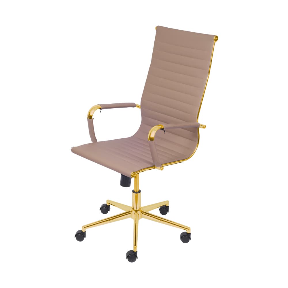 Cadeira De Escritório Giratoria Eames Caramelo - Alta | Dourado Brilho