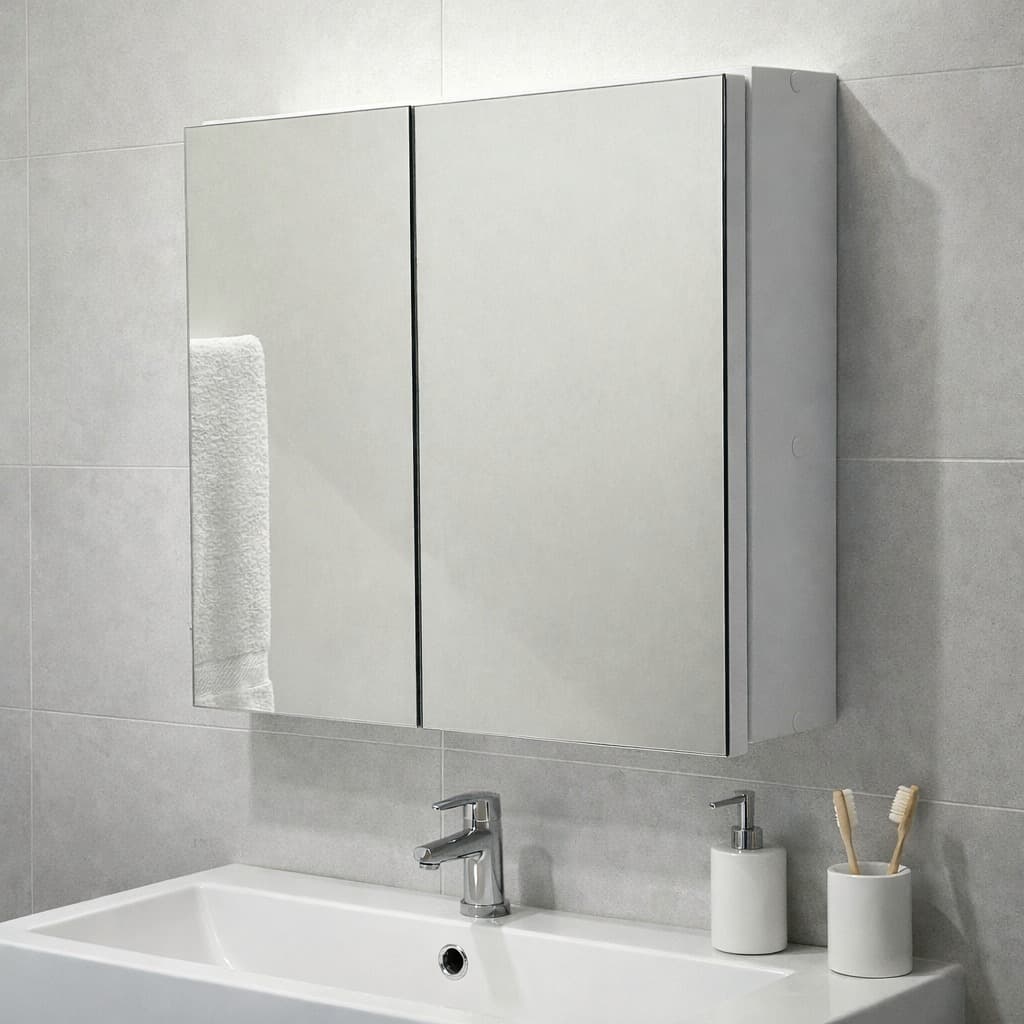 Armário 60cm Aéreo Banheiro Com Espelho - Com Fundo - 100% MDF - MONTADO