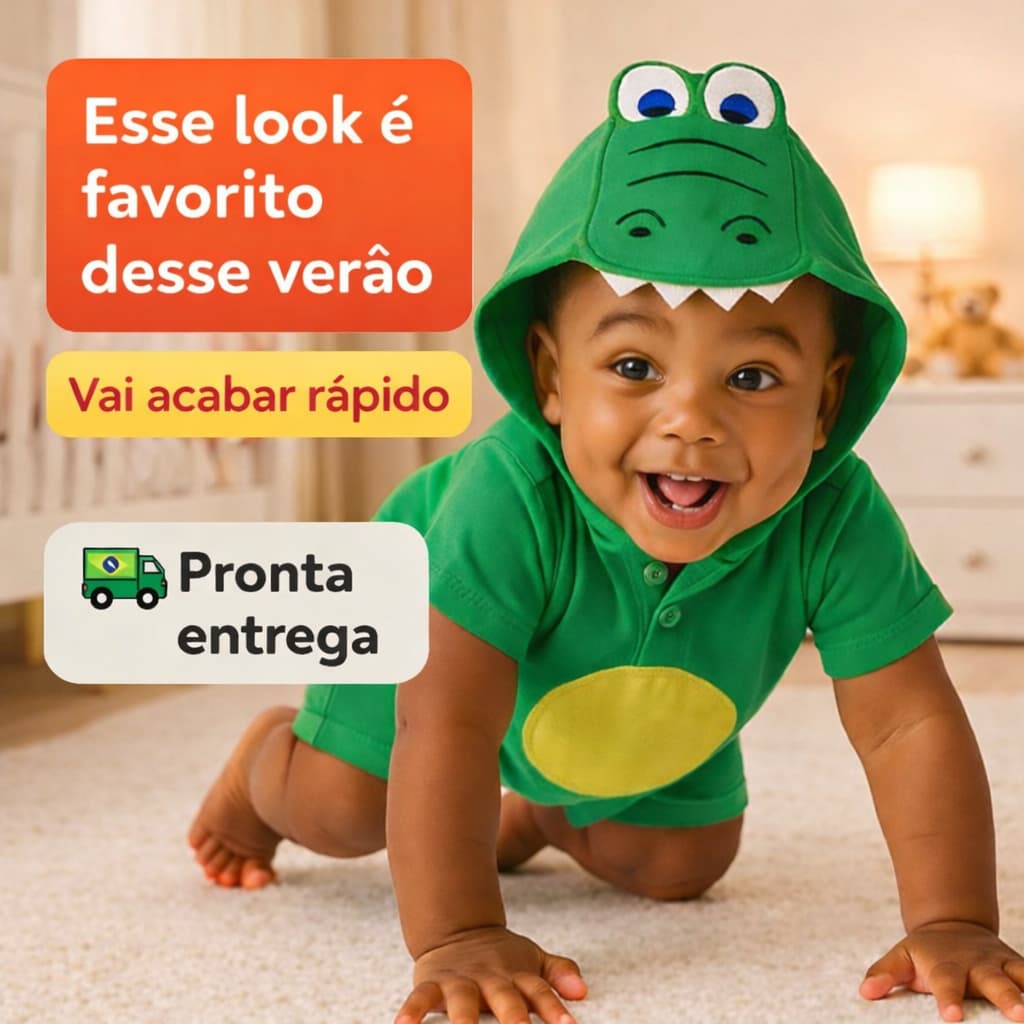 Macacão De Bebê Curto Capuz Macaquinho Mesversário