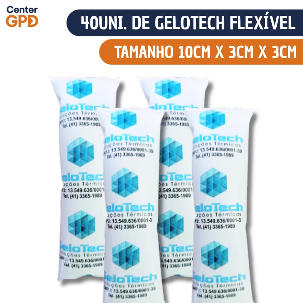 KIT 40Uni. GeloTech Flexível | Tam. 10cm X 3cm x 3cm | Conservação e Preservação de Alimentos