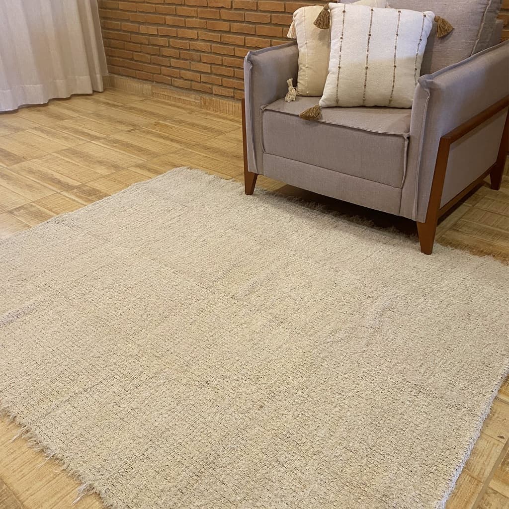 Tapete 150x200 Sala Grande Macio Quarto Boho Cru Mesclado Artesanal
