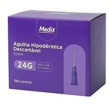 Agulha Hipodérmica Medix 20x0,55mm 24G Caixa 100 Unidades – Estéril Descartável