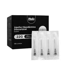 Agulha Hipodérmica Medix 25x0,70mm 22G Caixa 100 Unidades – Estéril Descartável