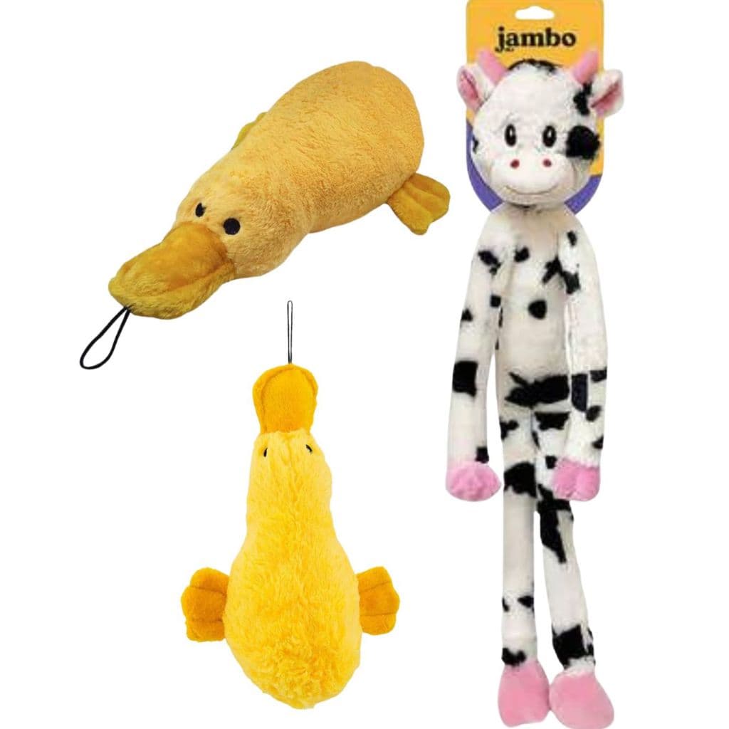 Brinquedo Mordedor Pelúcia Sonoro Para Cachorro, Pato, Polvo, Comprido, Resistente Com Apito Jamboo