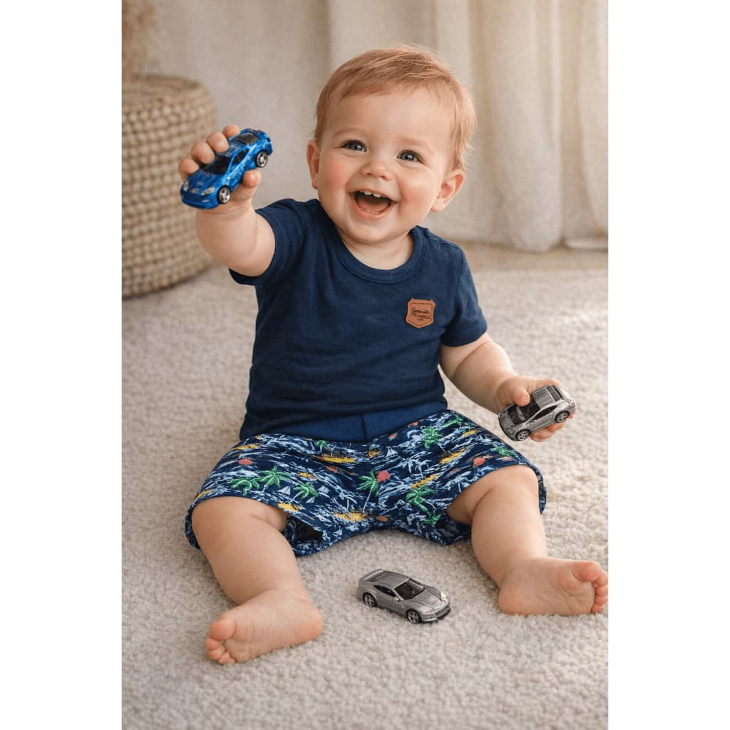 Conjunto Menino Bebê Camiseta Básica Short Estiloso Verão Confortável