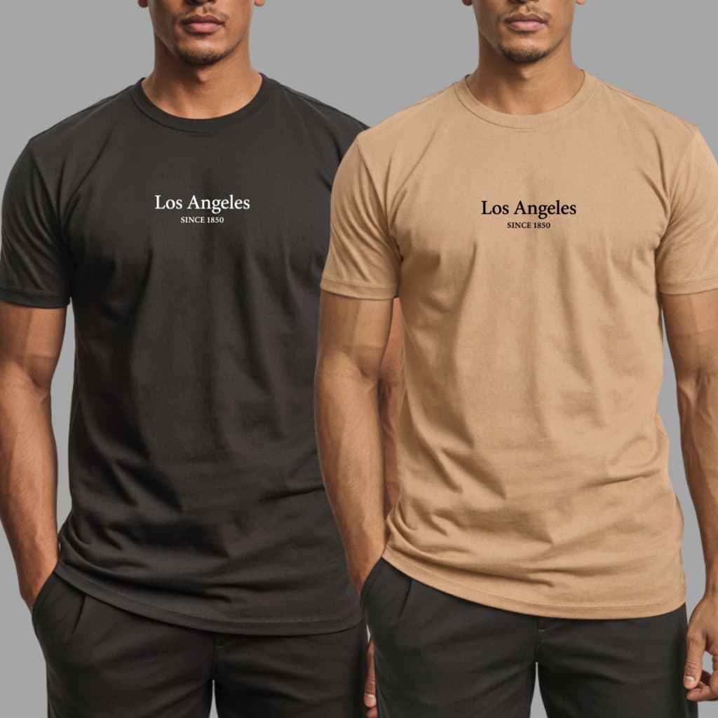 Kit 2 Camisetas Masculinas Algodão Camisa Slim Los Angeles Casual