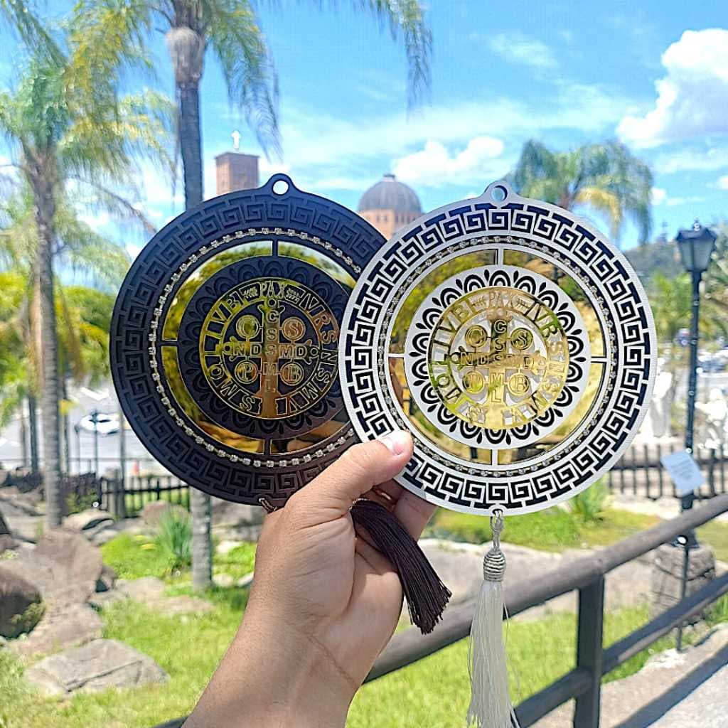 Mandala De São Bento C/Espelho Item Decorativo 17cm