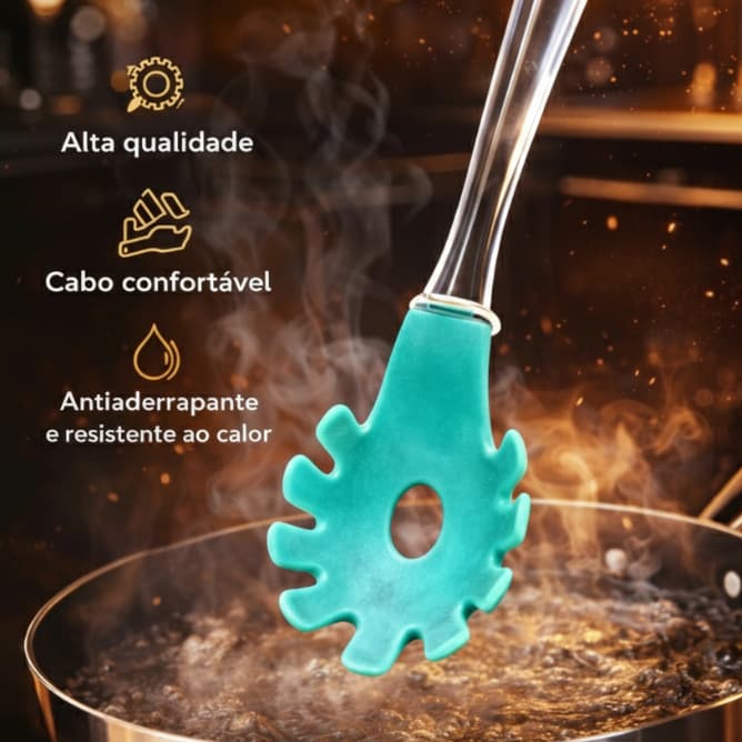 Pegador De Macarrão Premium Antiaderrapante CFR Grande  De Silicone Resistente A Altas Temperaturas Cozinha Utensilio