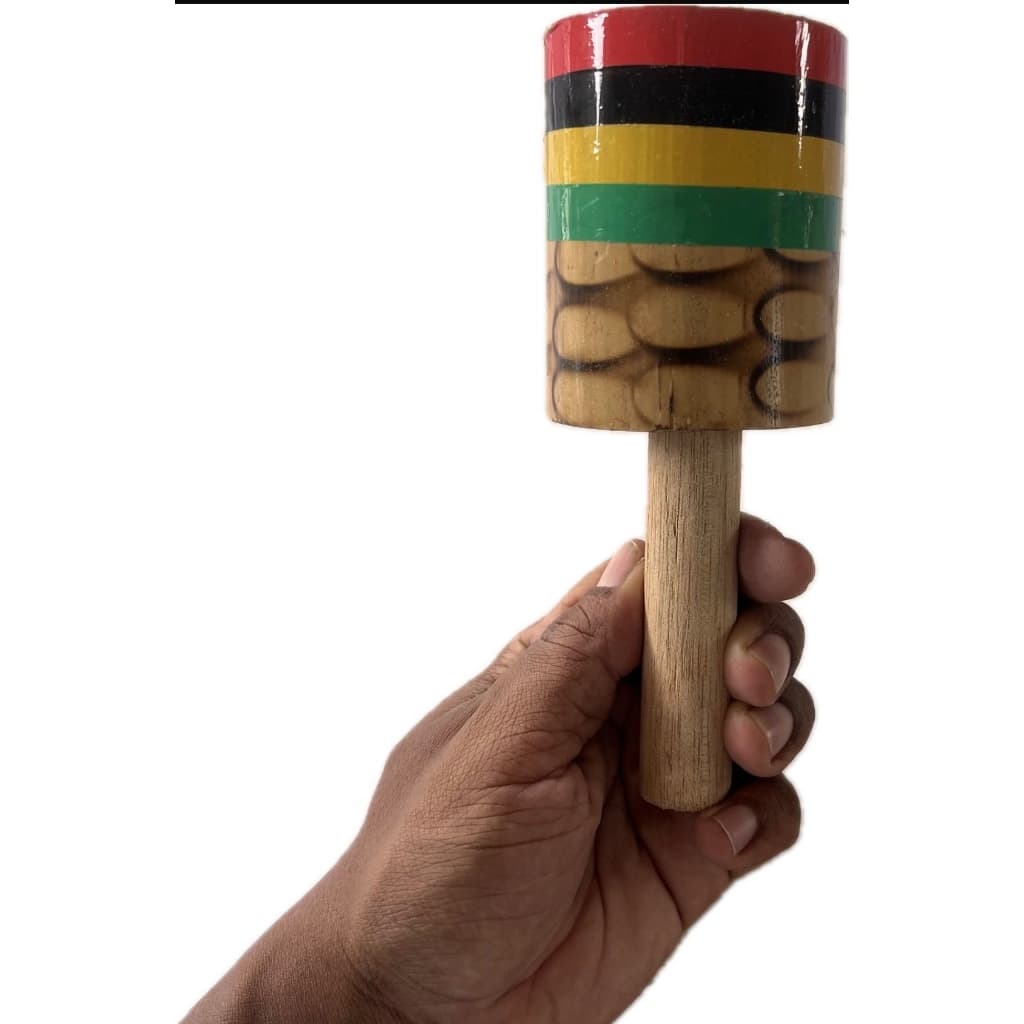 Maracá Chocalho De Madeira Colorida Instrumento Musical Artesanal Percussão
