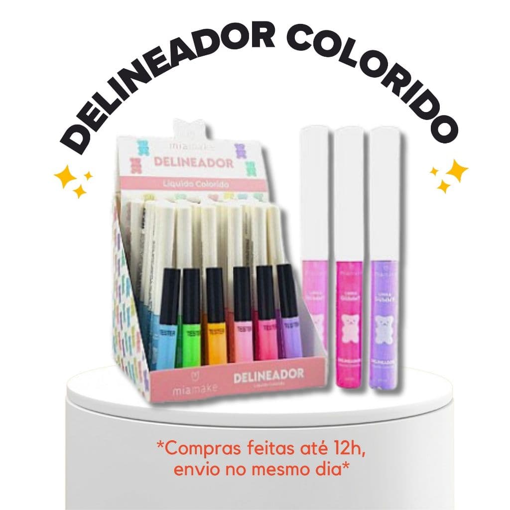 DELINEADOR COLORIDO CARNAVAL MAQUIAGEM ARTISTICA MIA MAKE - VARIAS CORES AZUL ROSA LARANJA PINK ROXO