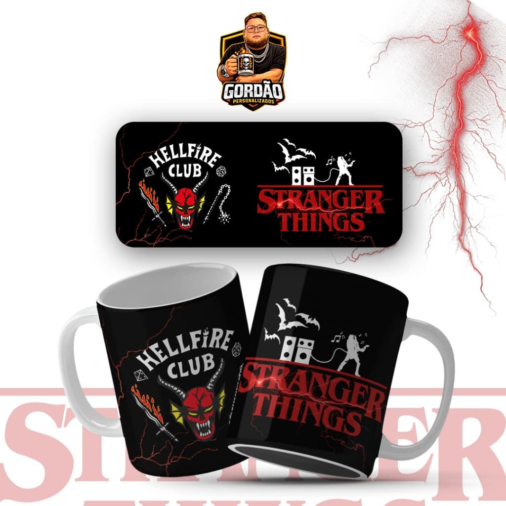 Caneca Personalizada Stranger Things Hellfire Club Xícara Personalizada