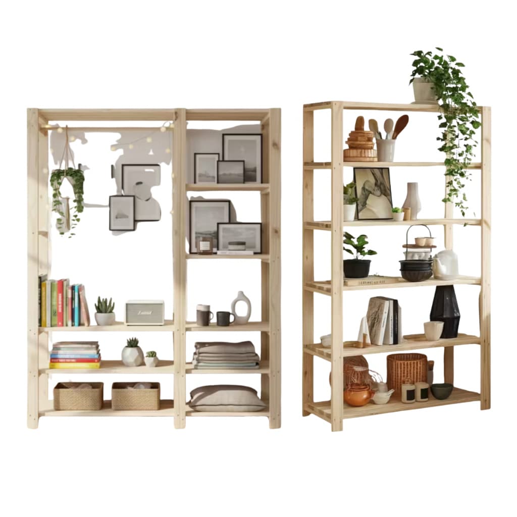 Kit Closet Premium Madeira Natural | Arara Dupla + Aparador