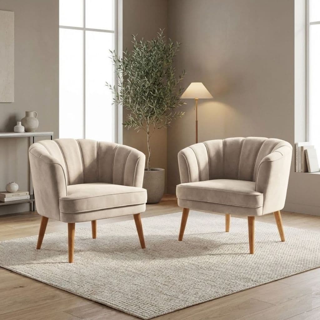 Conjunto 2 Poltronas Elegante para Sala de Jantar Moderna Tecido Veludo Confortável Pés Palito Reforçado