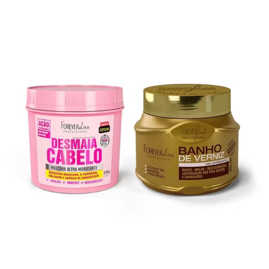 Kit Máscara Desmaia Cabelo 200G e Máscara Banho de Verniz 250G