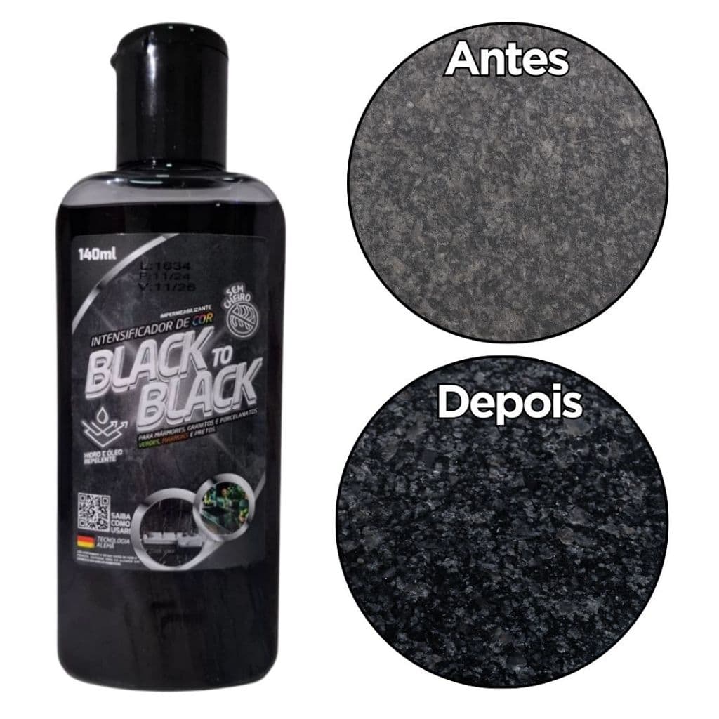 Limpa Granito Mármore Intensificador Cor Ativador Revitalizador Black To Black 140mL