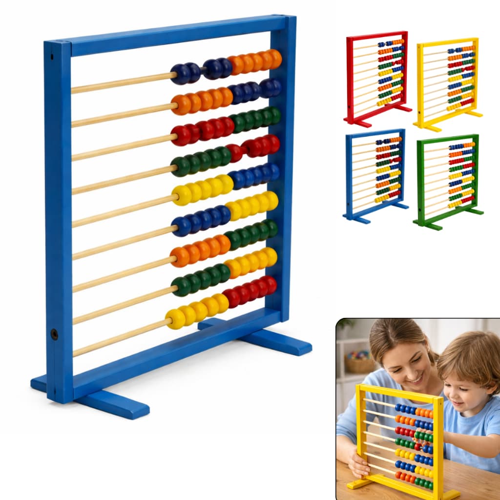 Abaco De Madeira 10 Colunas Brinquedo Educativo Desenvolvimento Infantil Didático Matemática Sensorial