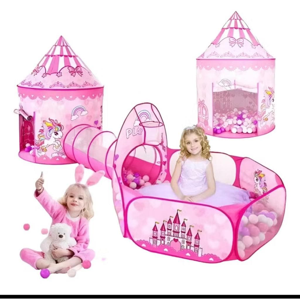 Barraca Toca Tunel Dobravel 3x1 Diversao Turma Princesas