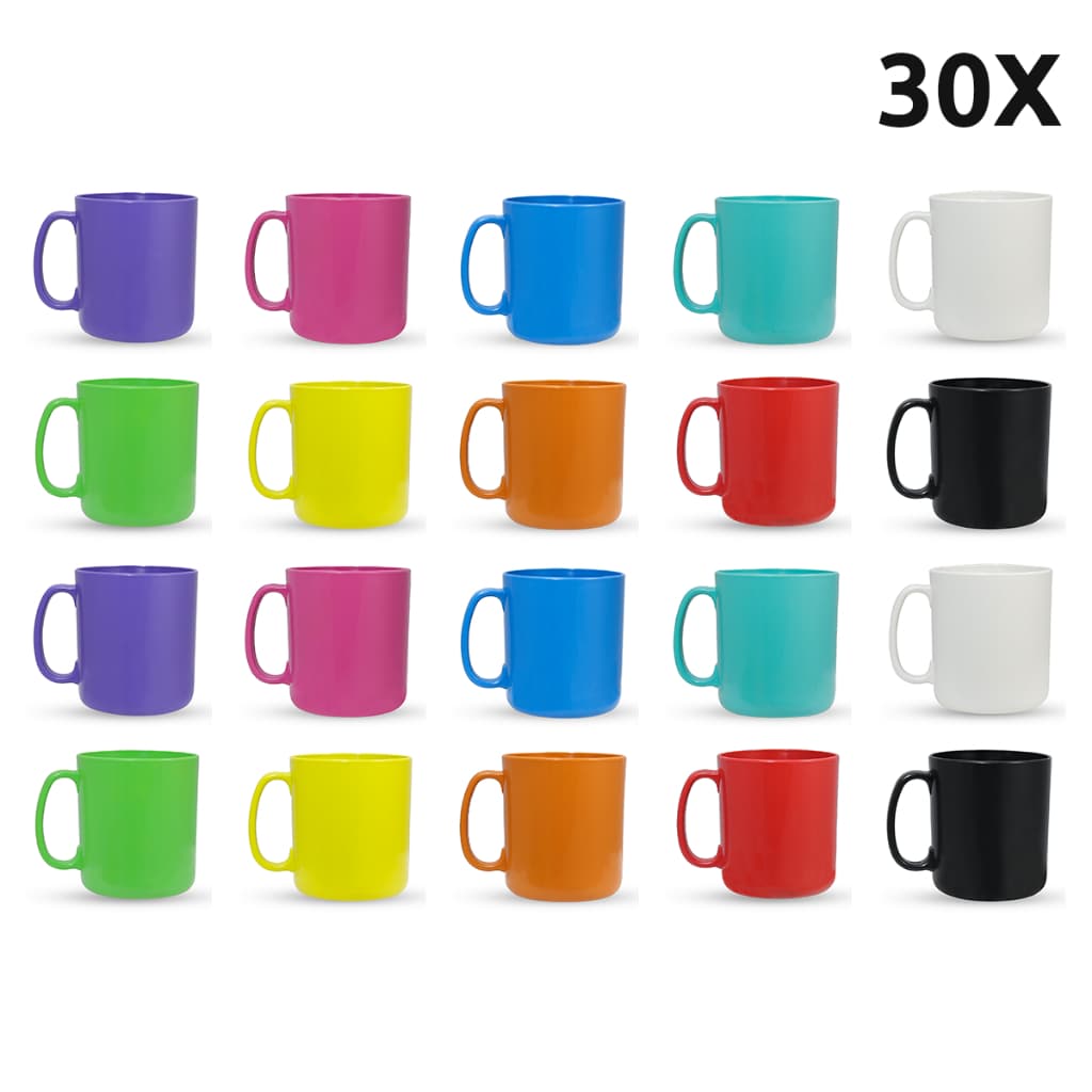 Kit Com 30 Canecas Plástico Cor Viva Festa Creche Escola Empresa Fabrica Presente