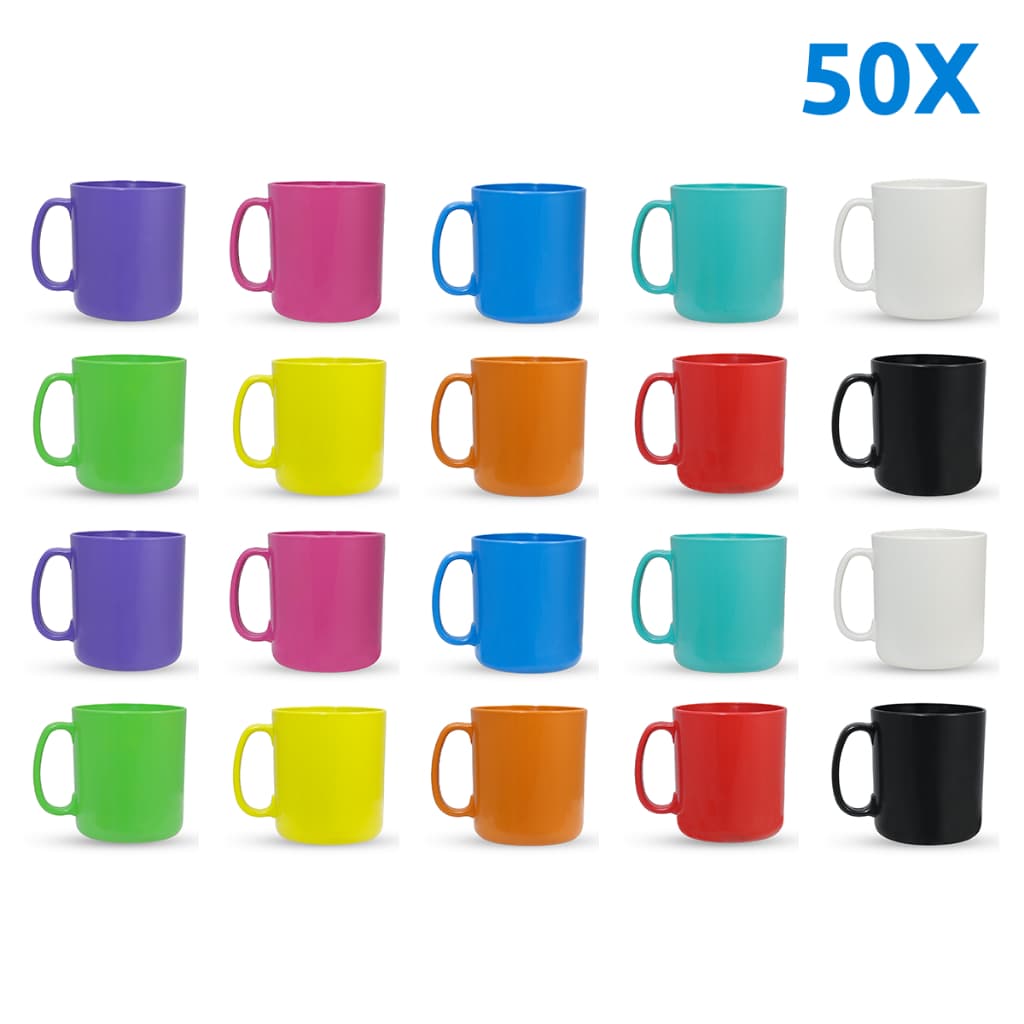 Kit 50 Canecas Plástico Cor Viva Festa Creche Escola Empresa Fabrica Presente
