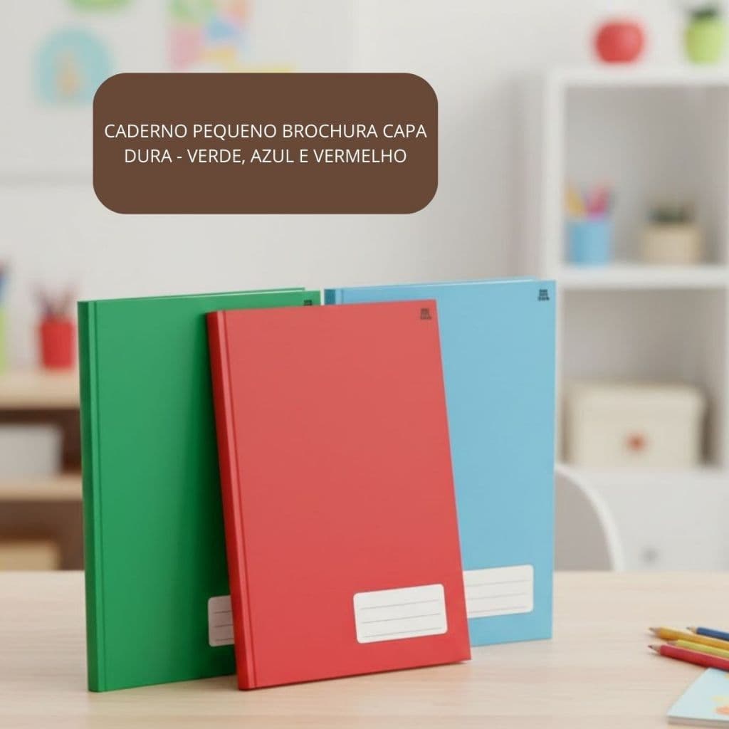 Caderno Pequeno Brochura Capa Dura 96 Folhas Escola, Agenda  Escritório – Verde, Azul , Vermelho