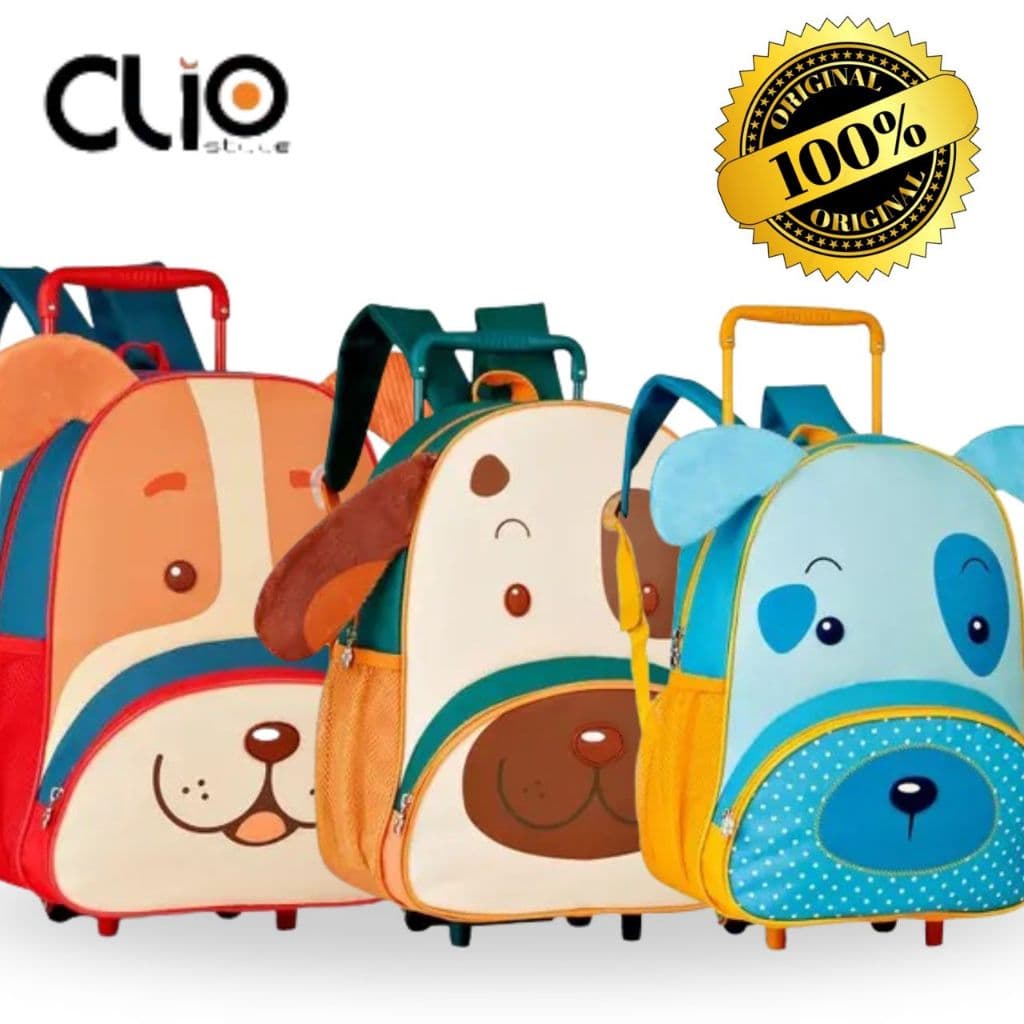 Mochila infantil de carrinho rodinha clio pets 15" cp2652a
