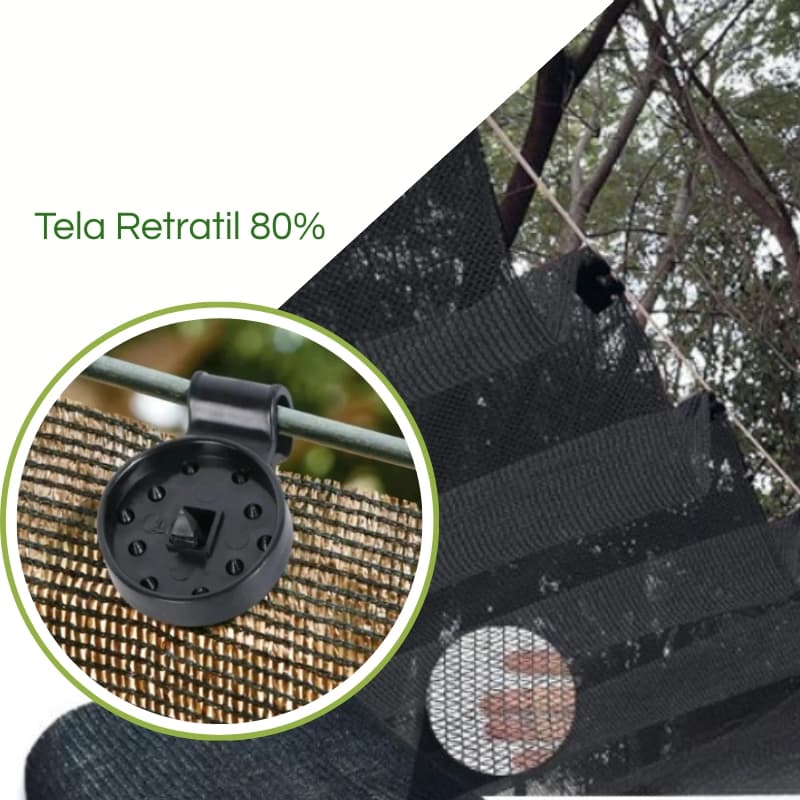Tela Sombrite Preta 80% Retrátil para Quintal Sombreamento 3 largura