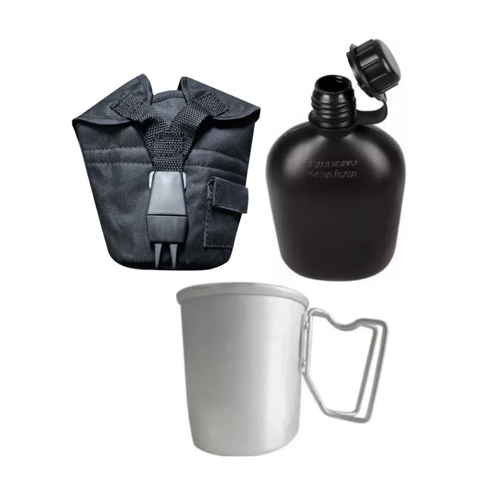 Caneco De Aluminio + Porta Cantil + Cantil Preto