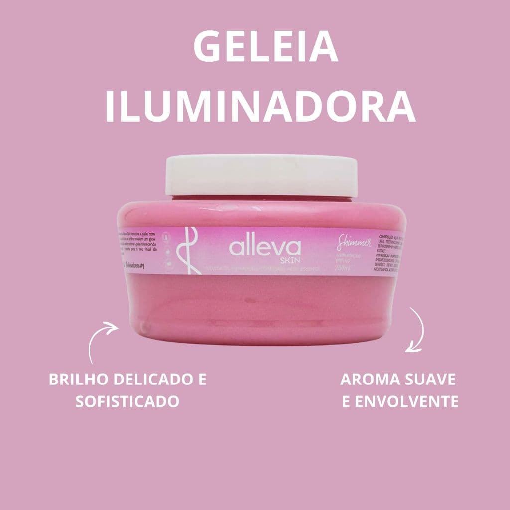 Iluminador corporal Geleias Iluminadoras Corporais Alleva Skin Shimmer 250ml – Glow, Hidratação e Brilho suave