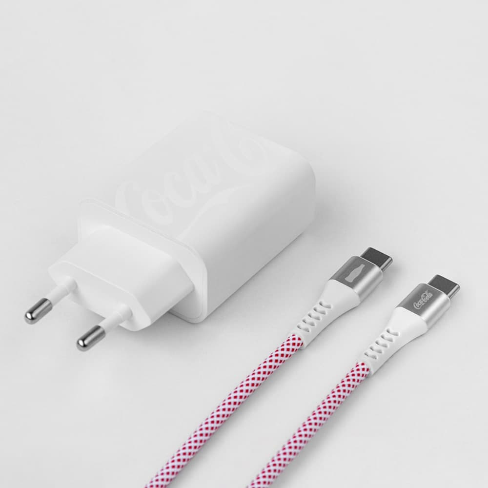 Kit de Carregamento Turbo USB-C 20W Branco | Coca-Cola