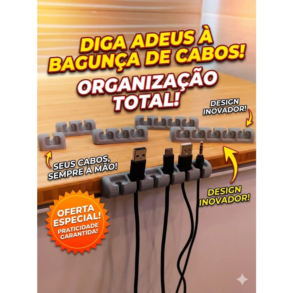 Organizador de Cabos para Mesa – Prático, Moderno e Funcional