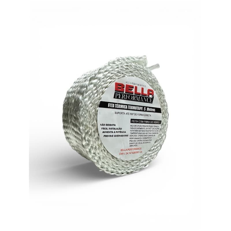 Fita Manta Térmica Termotape Branca Para Escapamento 05 Metros Ar Condicionado Carro Moto