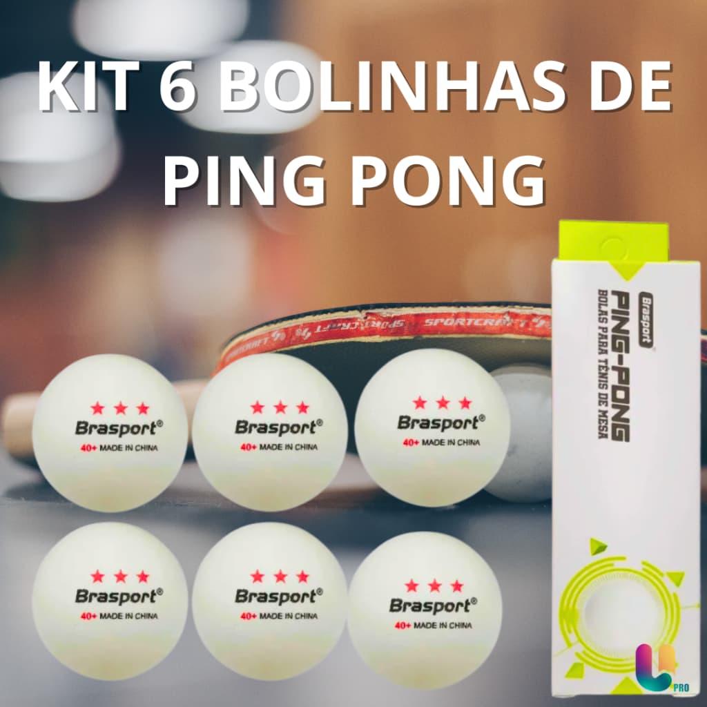 Kit Bolinhas de Ping Pong 6 UnidadesProfissional Tênis de mesa para Competição Jogo Esporte Brasport