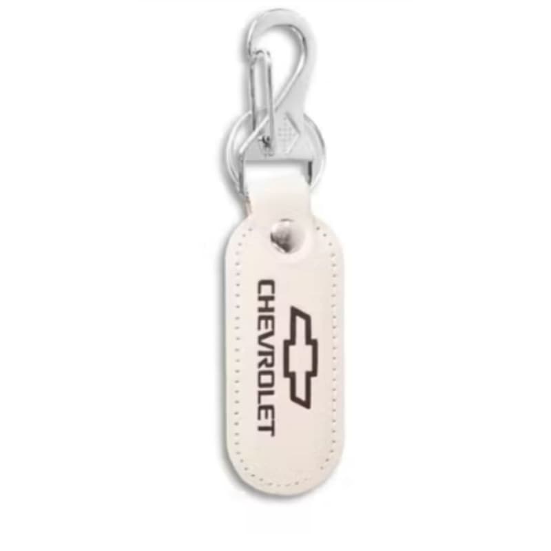 Chaveiro de couro branco Chevrolet