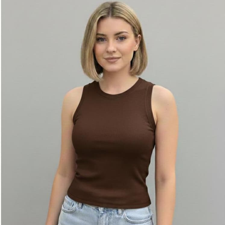 Camiseta Regata Ribana Feminina Canelada Lisa Blusa Básica