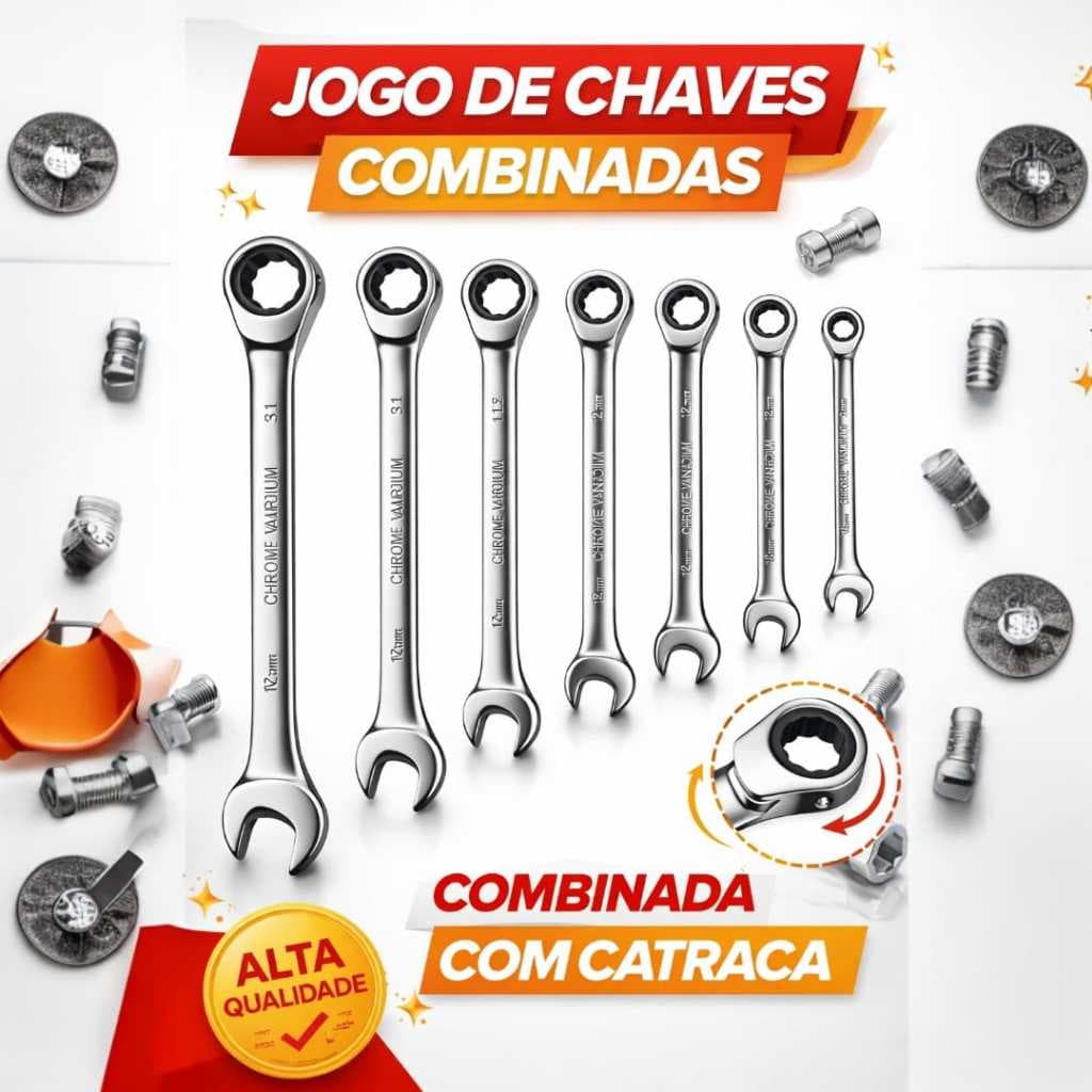 Jogo de Chaves Combinada Catraca 7 chaves