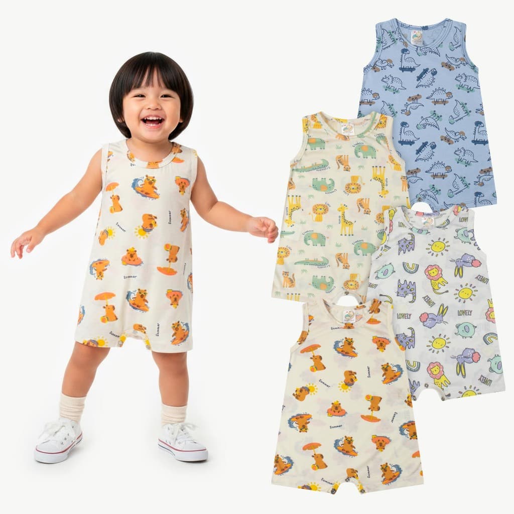Romper Regata Estampado Menino Menina Verão Macaquinho Tam P/M/G/GG/1/2/3