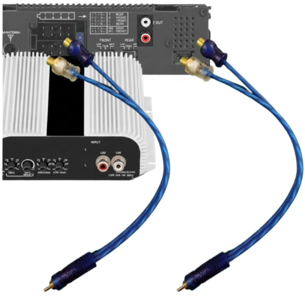 Kit 2 Cabo Rca Y 2 Femea 1 Macho Para Modulo Amplificador Som Automotivo