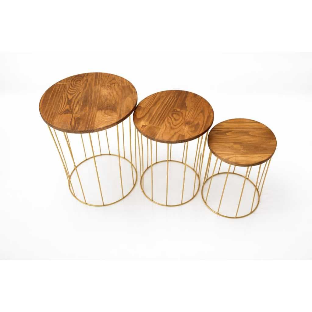 Trio de mesa para decoração de festas dourado e rústico