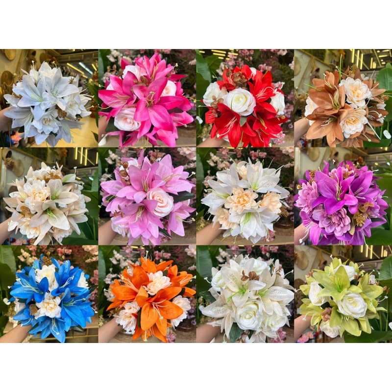Buquê de Noiva Flores Artificiais para Casamento | 2 Modelos + Cores Variadas ✨